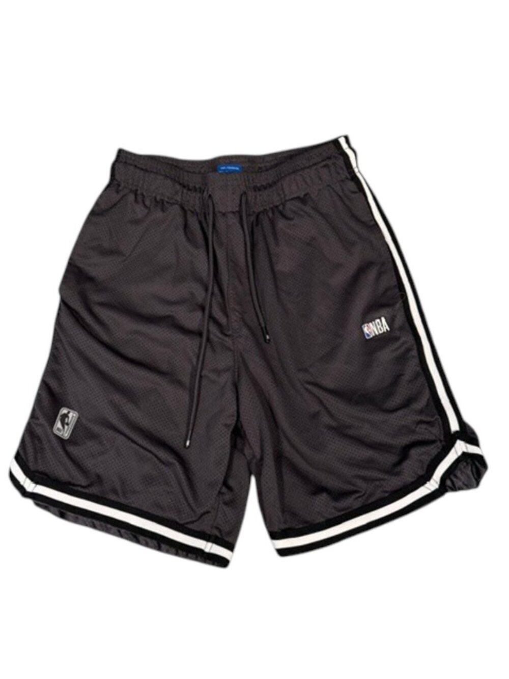 NBA Mens Dark Gray Mesh Basketball Shorts Black White Stripe Small